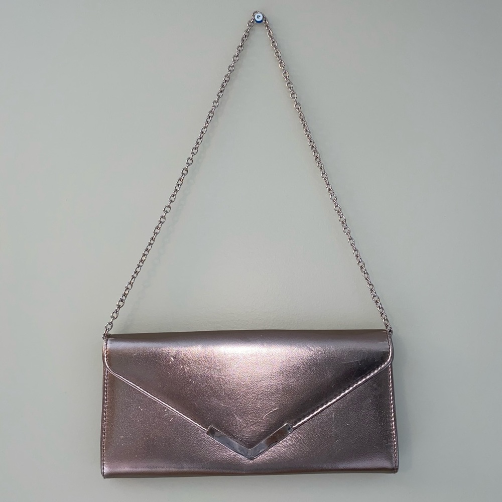 Aldo purse with chain and metallic silver body